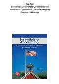 Test Bank for Essentials of Accounting for Governmental and Not-for-Profit Organizations&comma; 15th Edition by Paul Copley &lpar;Chapters 1&ndash;14&rpar; &ndash; Complete Question & Answer Set