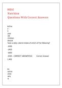HESI Nutrition Questions With Correct Answers