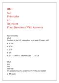 HEC 140 Principles of Nutrition Final Questions With Answers