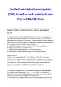 Certified Stroke Rehabilitation Specialist &lpar;CSRS&rpar; Actual Practice Exam & Certification Prep for 2026&sol;2027 Cycle