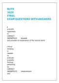NUTR 1020 FINAL EXAM QUESTIONS WITH ANSWERS