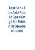 Test Bank for The Art of Public Speaking&comma; 13th Edition by Stephen E&period; Lucas &ndash; Full Exam Question Bank