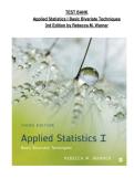 Test Bank for Applied Statistics I&colon; Basic Bivariate Techniques 3rd Edition by Rebecca M&period; Warner &vert; Complete Chapter Coverage &vert; Exam-Ready & Fully Updated
