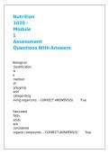 Nutrition 1020 - Module 1 Assessment Questions With Answers