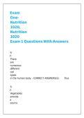 Exam One- Nutrition 1020&comma; Nutrition 1020 Exam 1 Questions With Answers