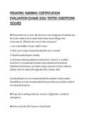 PEDIATRIC NURSING CERTIFICATION EVALUATION EXAMS 2026 TESTED QUESTIONS SOLVED