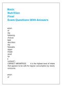 Basic Nutrition Final Exam Questions With Answers