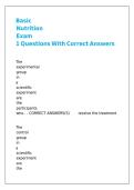 Basic Nutrition Exam 1 Questions With Correct Answers 