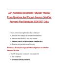 AIF Accredited Investment Fiduciary Practice Exam Questions with Correct Answers Pass the Exam&comma; 100&percnt; Verified &lpar;2026 &sol; 2027&rpar; Graded A&plus;