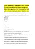 NCLEX Physiological Adaptation Part 5 &ndash; Cancer&comma; Oncology Care & Chemotherapy Management &lpar;EDAPT&rpar;&vert;Complete Verified Questions Provided with A&plus; Graded Rationales Latest Updated 2026 