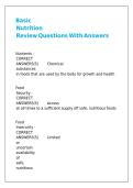 BASIC NUTRITION Review Questions With Answers