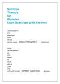 Nutrition Therapy for Diabetes Exam Questions With Answers