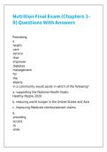 Nutrition Final Exam &lpar;Chapters 1-9&rpar; Questions With Answers &comma;