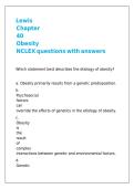 Lewis Chapter 40 Obesity NCLEX questions with answers &comma;
