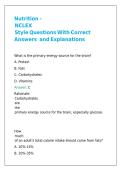Nutrition - NCLEX Style Questions With Correct And Explanations
