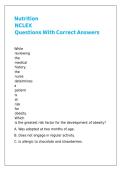 Nutrition NCLEX Questions With Correct Answers