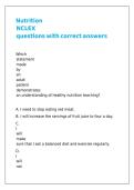 Nutrition NCLEX questions with correct answers