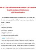 AIC 301 &vert; American Intercontinental University &vert; Final Exam Preparation &vert; Questions with Correct Answers Pass the Exam&comma; 100&percnt; Verified &lpar;2026 &sol; 2027&rpar; Graded A&plus;