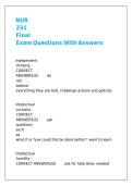 NUR 231 Final Exam Questions With Answers 