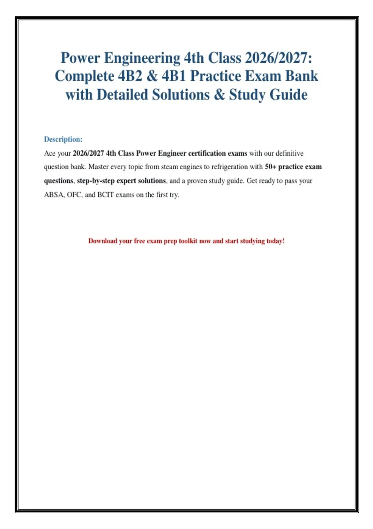 2026 Power Engineering 4th Class Exam Prep & Practice Questions - 2026 ...