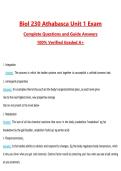 Biol 230 Athabasca Unit 1 Exam Questions with Correct Answers Pass the Exam&comma; 100&percnt; Verified &lpar;2026 &sol; 2027&rpar; Graded A&plus;