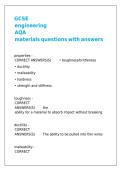 GCSE engineering AQA materials questions with answers