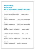 Engineering equations GCSE AQA questions with answers