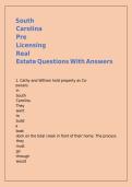 South Carolina Pre Licensing Real Estate Questions With Answers