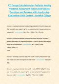 ATI Dosage Calculations for Pediatric Nursing Proctored Assessment -latest 2026 Update- Questions and answers