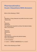 Pharmacokinetics Exam 2 Questions With Answers