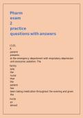 Pharm exam 2 practice questions with answers