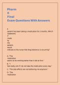 Pharm II Final Exam Questions With Answers
