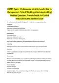 EDAPT Exam &ndash; Professional Identity&colon; Leadership vs Management&comma; Critical Thinking & Decision-Making&vert;Verified Questions Provided with A&plus; Graded Rationales Latest Updated 2026 