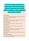 PLTW Intro to Engineering Semester 1 Review - PLTW EXAM STUDY GUIDE ACCURATE QUESTIONS AND CORRECT DETAILED ANSWERS WITH RATIONALES &vert;&vert; 100&percnt; GUARANTEED PASS <BRAND NEW VERSION>