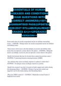 ESSENTIALS OF HUMAN DISEASES AND CONDITIONS EXAM QUESTIONS WITH CORRECT ANSWERS&vert;&vert;100&percnt; GUARANTEED PASS&vert;&vert;UPDATED 2026&sol;2027 SYLLABUS&vert;&vert;ALREADY GRADED A&plus;&vert;&vert;<<UPGRADED VERSION>>