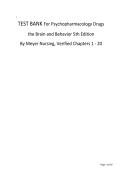 Test Bank for Psychopharmacology&colon; Drugs&comma; the Brain&comma; and Behavior&comma; 5th Edition &ndash; Meyer & Quenzer &vert; Chapters 1&ndash;20 Complete &vert; 2025&sol;2026 Edition