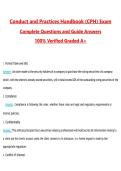 Conduct and Practices Handbook &lpar;CPH&rpar; Exam  Questions with Correct Answers Pass the Exam&comma; 100&percnt; Verified &lpar;2026 &sol; 2027&rpar; Graded A&plus;