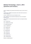 Medical Terminology - Exam 1&comma; WCC Questions and Answers