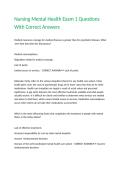 Nursing Mental Health Exam 1 Questions With Correct Answers