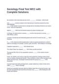 Sociology Final Test WCC with Complete Solutions