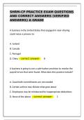 SHRM-CP Practice Exam Questions and correct answers &lpar;verified answers&rpar; a grade