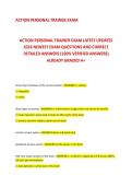 ACTION PERSONAL TRAINER EXAM LATEST UPDATES  2026 NEWEST EXAM QUESTIONS AND CORRECT  DETAILED ANSWERS &lpar;100&percnt; VERIFIED ANSWERS&rpar;  ALREADY GRADED A&plus; 