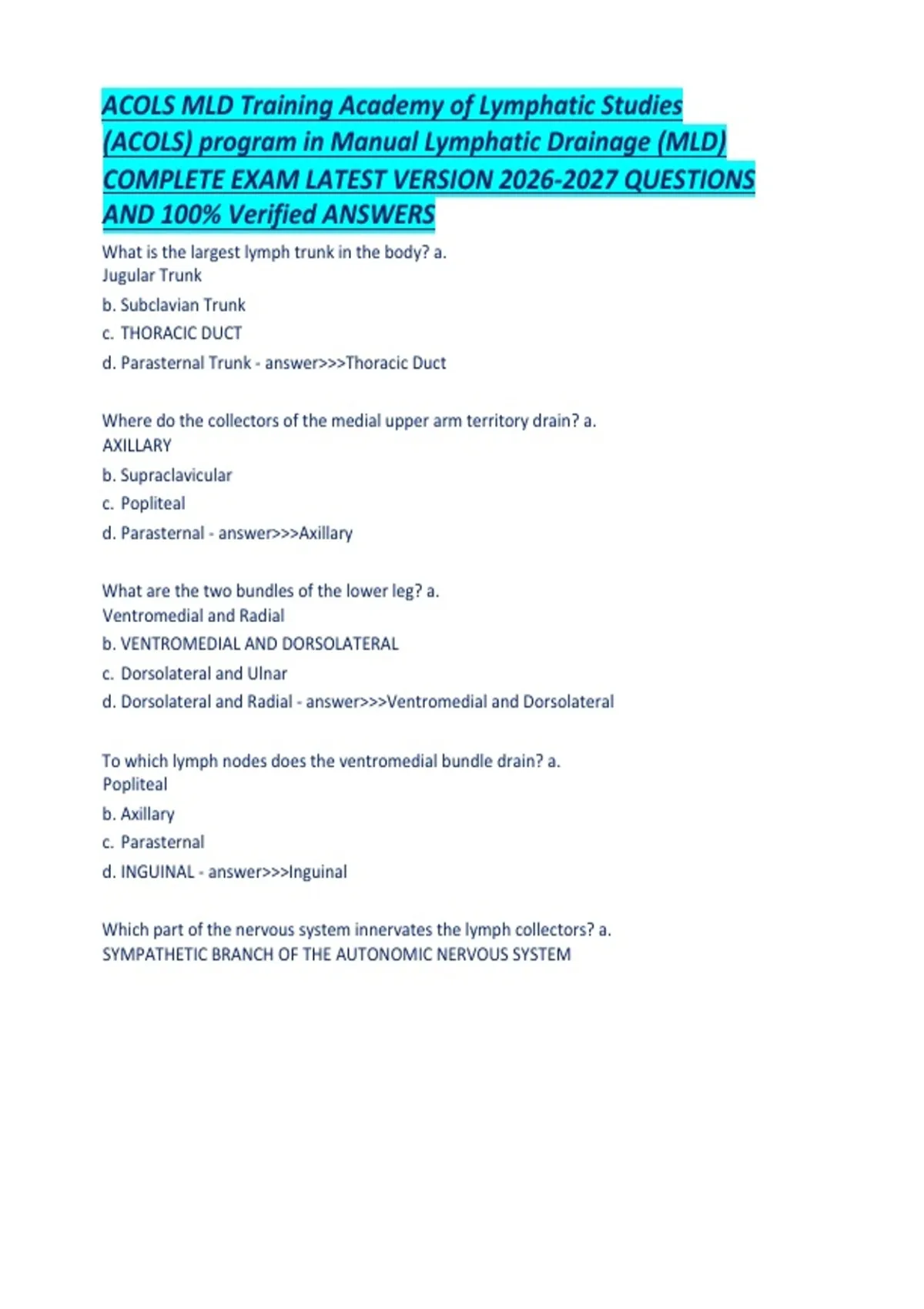 ACOLS MLD Training Academy of Lymphatic Studies (ACOLS) program in ...