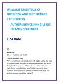 Williams&rsquo; Essentials of Nutrition & Diet Therapy 13th Ed Nursing Test Bank 2026 &vert; Nutrition MCQs Study Guide