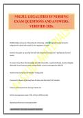 NSG312&colon; LEGALITIES IN NURSING EXAM QUESTIONS AND ANSWERS&period; VERIFIED 2026&period;