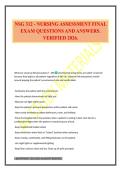 NSG 312 - NURSING ASSESSMENT FINAL EXAM QUESTIONS AND ANSWERS&period; VERIFIED 2026&period;