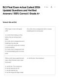 BLS Final Exam Actual &lpar;Latest 2026 Update&rpar; Questions and Verified Answers &vert; 100&percnt; Correct &vert; Grade A&plus;