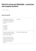PHTLS Pre & Post test &lpar;2025&sol;2026&rpar; &ndash; Actual Exam with Complete Questions