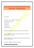NSG 211 FINAL EXAM QUESTIONS AND ANSWERS&period; VERIFIED 2026&period;