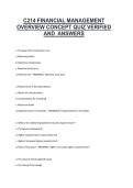 C214 Financial Management &ndash; Overview Concept Quiz with Verified Answers